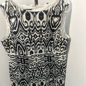 Jones New York  Black & White Geometric Sheath Dress (Size 16)